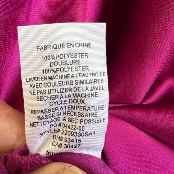 Trina Turk Magenta Satin Mock Neck Cocktail Dress Long Sleeve M - Picture 5 of 9